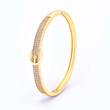 Nidin Geometric Belt Buckle Cuff Zircon Bangle