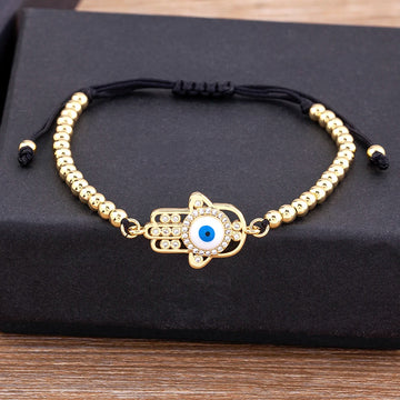 Classic Lucky Airplane Model Evil Eye Crystal Bracelet